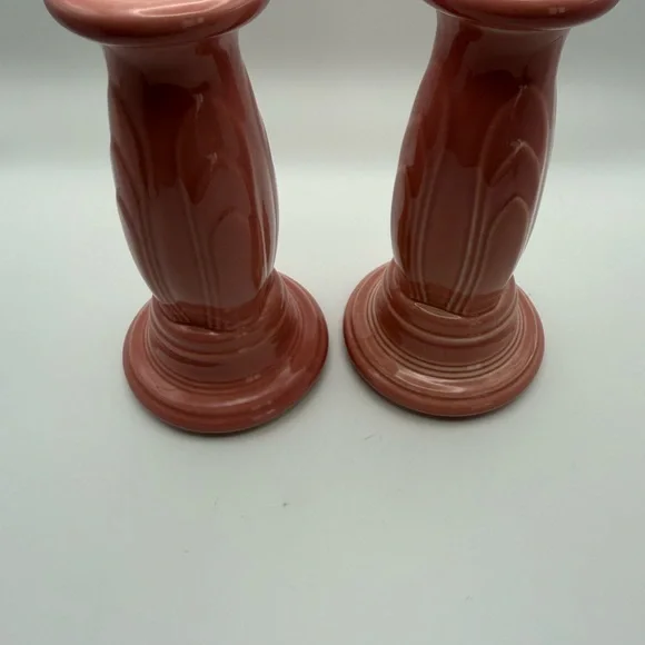 Fiestaware Rose Ceramic Candle Holders - Picture 4 of 6